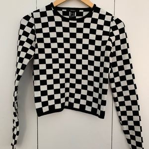 Cropped checkered sweater